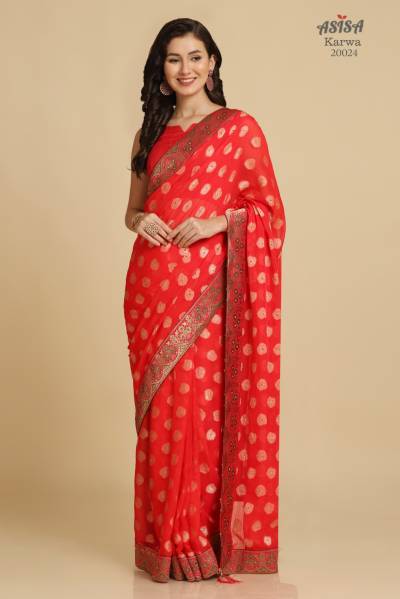 KARWA VOL-2 BY ASISA CHIFFON BRASSO SAREE MANUFACTURER IN INDIA 